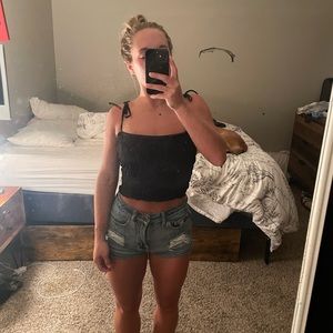 black tube top with ties